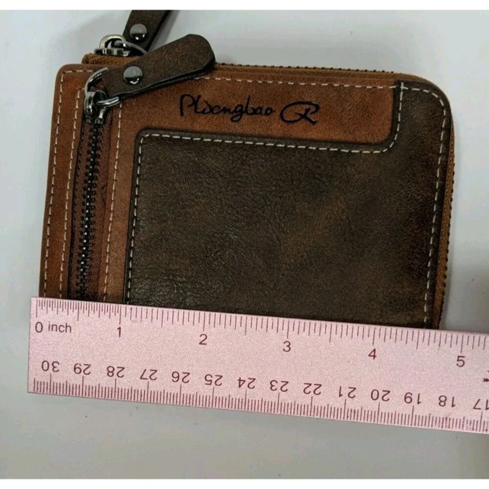 Pidengao Retro Leather Wallet w/ Multi-functional Storage Zipper-up Wallet